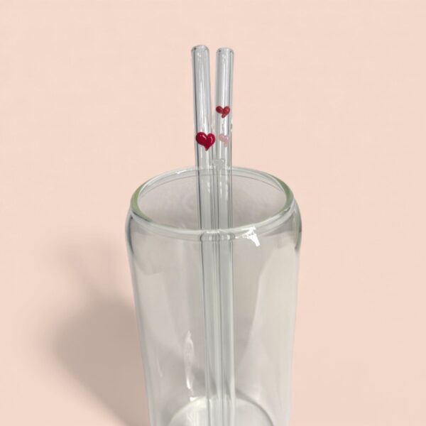 Pailles en verre - cœur