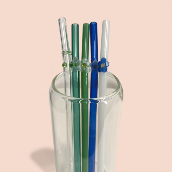 Pailles en verre - fleurs & cerises