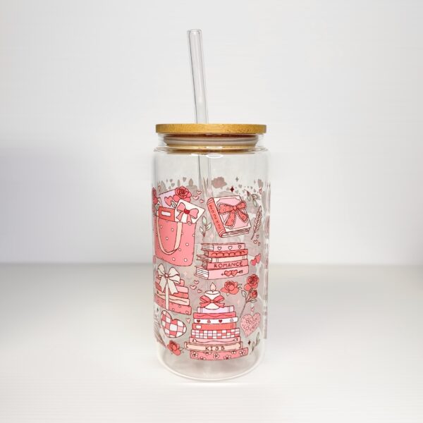 Amour, livres et lapins - mug en verre